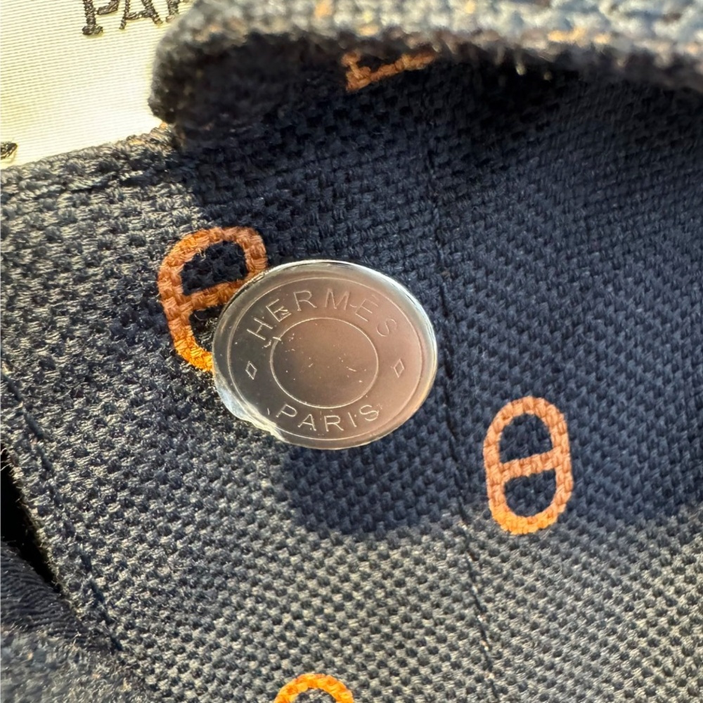 Hermes "Chaine d'Ancre" denim jacket Navy Jean Jacket Cropped Monogram - Picture 5 of 8